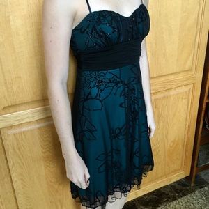 Women short formal black & turquoise dress